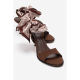 LuviShoes MARENA Kahverengi Süet Fularlı Kadın İnce Topuklu Ayakkabı