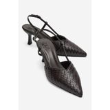 LuviShoes MAVERO Kahverengi Örgü Kadın Topuklu Ayakkabı