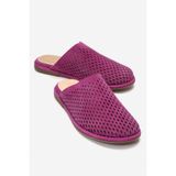 LuviShoes MELARA Fuşya Süet Hakiki Deri Delikli Önü Kapalı Kadın Terlik