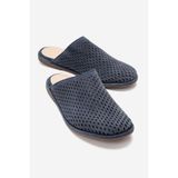 LuviShoes MELARA Kot Mavi Süet Hakiki Deri Delikli Önü Kapalı Kadın Terlik