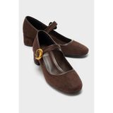 LuviShoes MEREL Kahverengi Süet Kadın Topuklu Ayakkabı