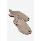 LuviShoes MONARO Bej Süet Hakiki Deri Kadın Sandalet