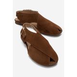 LuviShoes MONARO Toprak Süet Hakiki Deri Kadın Sandalet