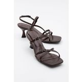 LuviShoes NEBEL Kahve Cilt Kadın Topuklu Sandalet