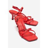 LuviShoes NEBEL Kırmızı Cilt Kadın Topuklu Sandalet