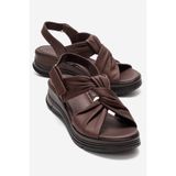 LuviShoes OARA Kahverengi Cilt Hakiki Deri Kadın Sandalet