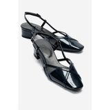 LuviShoes OLENA Lacivert Rugan Kadın Topuklu Sandalet