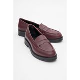 LuviShoes PLİNE Bordo Cilt Hakiki Deri Kadın Loafer Ayakkabı