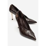 LuviShoes POLLY Kahverengi Baskı Kadın Topuklu Ayakkabı