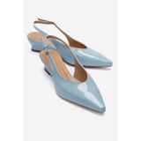 LuviShoes ROSELLA Bebe Mavi Rugan Mini Dolgu Kadın Topuklu Ayakkabı