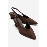 LuviShoes ROSELLA Kahverengi Süet Mini Dolgu Kadın Topuklu Ayakkabı