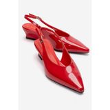 LuviShoes ROSELLA Kırmızı Rugan Mini Dolgu Kadın Topuklu Ayakkabı