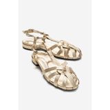 LuviShoes ROSSE Altın Simli Kadın Sandalet