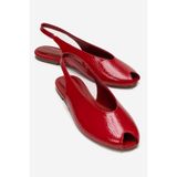 LuviShoes SERINA Kırmızı Kırışık Rugan Kadın Sandalet