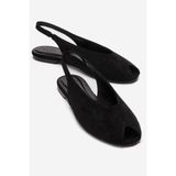 LuviShoes SERINA Siyah Süet Kadın Sandalet
