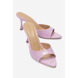 LuviShoes TIERA Pembe Rugan Kadın İnce Topuklu Terlik