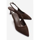 LuviShoes UVIEN Kahverengi Süet Kadın Topuklu Ayakkabı