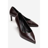 LuviShoes VELMIRA Bordo Cilt Kadın Topuklu Ayakkabı