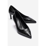 LuviShoes VELMIRA Siyah Baskı Kadın Topuklu Ayakkabı