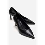 LuviShoes VELMIRA Siyah Cilt Kadın Topuklu Ayakkabı