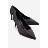 LuviShoes VELMIRA Siyah Saten Kadın Topuklu Ayakkabı
