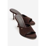 LuviShoes WENDY Kahverengi Kadın İnce Topuklu Terlik