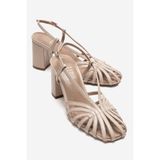 LuviShoes WILDA Bej Kadın Kalın Topuklu Ayakkabı