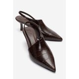LuviShoes YAREL Kahverengi Baskı Kadın Topuklu Ayakkabı