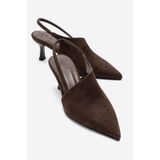 LuviShoes YAREL Kahverengi Süet Kadın Topuklu Ayakkabı