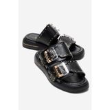 LuviShoes ZLEY Siyah Şeffaf Tokalı Kadın Terlik