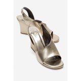 LuviShoes ZYRA Altın Cilt Kadın Dolgu Topuklu Ayakkabı
