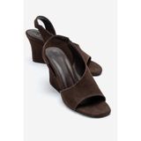 LuviShoes ZYRA Kahverengi Süet Kadın Dolgu Topuklu Ayakkabı