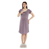 Luvmabelly Hamile Geceliği, Yandan Çıt Çıtlı, Emzirme Bölmeli, Mor Çizgili, XL Beden, Mürdüm