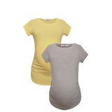 LuvmaBelly MYRA2017-2015 Gri Sarı Hamile T-Shirt Seti