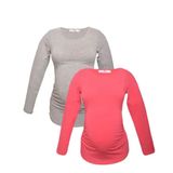 LuvmaBelly MYRA2304-2305 Gri Pembe Hamile T-Shirt Seti