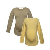 LuvmaBelly MYRA2309-2307 Sarı Haki Hamile T-Shirt Seti