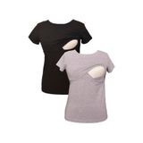 LuvmaBelly MYRA2501-2503 Siyah Gri Emzirme Hamile T-Shirt Seti