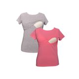LuvmaBelly MYRA2503-2506 Gri Pembe Emzirme Hamile T-Shirt Seti