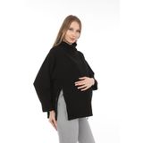 LuvmaBelly MYRA4280 Siyah Fermuarlı Hamile Sweatshirt