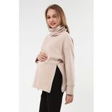 LuvmaBelly MYRA4283 Bej Fermuarlı Hamile Sweatshirt