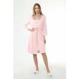 Luvmabelly Myra9650 Sabahlıklı Önden Bölmeli Dantelli Emzirme Geceliği -pembe