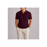 LUVON Bordo Polo V Yaka Kısa Kol Erkek Tişört