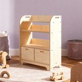 Luvy Kids Furniture Kastelo Çekmeceli Ahşap Demonte Kitaplık Çocuk Montessori - Huş