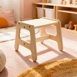 Luvy Kids Furniture Luni Ahşap Çocuk Aktivite Taburesi Montessori - Huş Beyaz