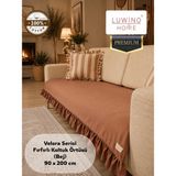 Luwino Home % 100 Pamuk Keten Fırfırlı Koltuk Örtüsü Velora Serisi, Yatak Runner ,dekoratif , Modern Tasarım ,kaymaz, Toz Tutmaz , Tüylenmez , 90X200 cm - 90 x 200 cm - Bej