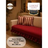Luwino Home % 100 Pamuk Keten Fırfırlı Koltuk Örtüsü Velora Serisi, Yatak Runner ,dekoratif , Modern Tasarım ,kaymaz, Toz Tutmaz , Tüylenmez , 90X200 cm - 90 x 200 cm - Bordo