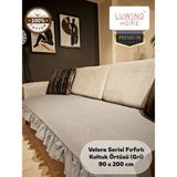 Luwino Home % 100 Pamuk Keten Fırfırlı Koltuk Örtüsü Velora Serisi, Yatak Runner ,dekoratif , Modern Tasarım ,kaymaz, Toz Tutmaz , Tüylenmez , 90X200 cm - 90 x 200 cm - Gri