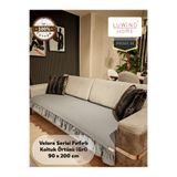 LUWİNO HOME % 100 Pamuk Keten Fırfırlı Koltuk Örtüsü Velora Serisi, Yatak Runner ,Dekoratif , Modern Tasarım ,Kaymaz, Toz Tutmaz , Tüylenmez , 90x200 cm