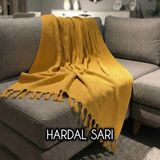 Luwino Home Hardal Renk Koltuk Örtüsü %100 Pamuk Çizgili Modern Desen 180X200 cm Solmaya Dayanıklı - Sarı - 180 x 200 cm