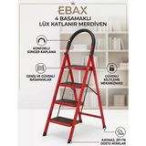 Lüx 4 Basamaklı Katlanır Ev Ve Ofis Merdiveni - Sağlam Metal Gövde, Geniş Kaymaz Mat Basamaklı Taşınabilir Portatif Merdiven